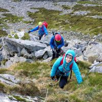 Caro, Andy and Stuart on "The Ridge", Atlantic Slab (Dave Wylie)