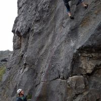 Will making the grippy second clip on Cairn (7a) (Daniel O'Brien)