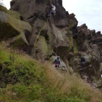 James pulling hard on the crux of Gumshoe (E2) (Daniel O'Brien)