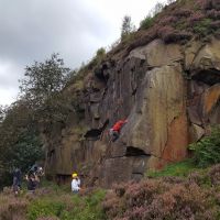 Clay climbing the delicate Three Notch Slab (VS) (Daniel O'Brien)