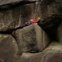 Todys Wall - Emily Having Fun (Always worth having a lie down before the crux!) (Jennifer Lee)