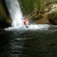 Midge takes a shower in Janet's Foss (Dave Wylie)