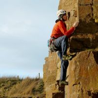 Elliott leading Siamese Arête (Dave Wylie)