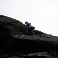Colin about to top out on Right Route (Dave Shotton)