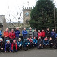 Group photo outside Todmorden station (A helpful coach driver)