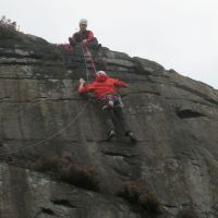 Jack following Nils up Allens Slab (Roger Dyke)