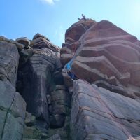 Tom belaying Caroline on FB (Andy Stratford)