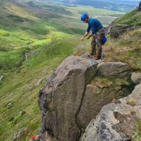 Jim bringing Andy up P1 of The Mermaid's Ridge (Gareth Williams)