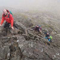 Harry, Phoebe, Tom and Georgia start a greasy Crib Goch (Andy Stratford)