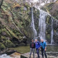 Andy, Alan and David, Llanberis Waterfall, the morning after (Jo Stratford)