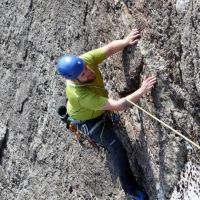 Harry following up the slab on "Bent" (Dave Wylie)