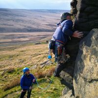 Ian leading Blind Buttress S 4a Pule Hill (Andy Stratford)