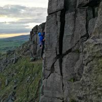 Jim Symon on the thrilling upper section of Nozag VS 4c (Andy Stratford)