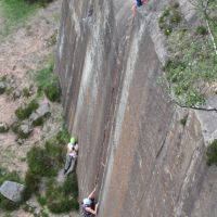 Jim belaying Caroline up Embankment 2 (Rory Marsden)