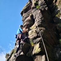 John Cox pulling onto the steeper part of Left Embrasure (Andy Stratford)