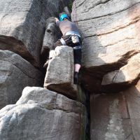 Steve handled the start of High Neb Buttress Arete in his own style. (David Rainsbury)