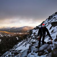 Traversing towards our climbing location on winter skills (Georgia Dowler Marsden)