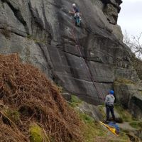 Ed leading 3 pebble slab (Cathy Gordon)