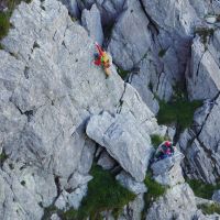 Andy and Mich on "Nor' Nor' Buttress" (Dave Wylie)