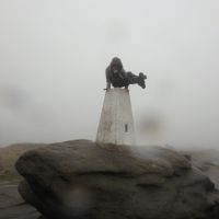 Trig point yoga on Kinder Low (Dave Shotton)