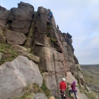 Jack belaying Andy Pierce on The Crack VS 4b, Anna belays Rory on Nozag VS4c and Mich finishes Atropine (David Rainsbury)