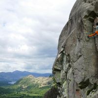 Dan soloing "Trod Pip" (VS, 4c) (Dave Wylie)