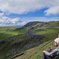 Admiring the view at Attermire (Caroline Gay)