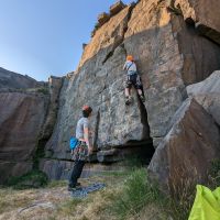 Phil belaying Robert on Cave Crack (Yvonne King)