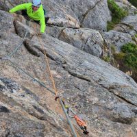 Bilbo climbs Gollum N5 at Gandalf crag