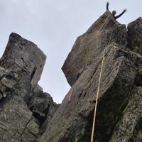 Liam on the Storhorn summit of The Goat