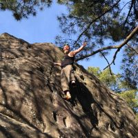 Steven L pocket rock pose, Elephant (Caro Churchill)