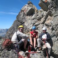 James, Gareth and Carolyn on the summit of Aiguille Gaspard (Duncan Lee)